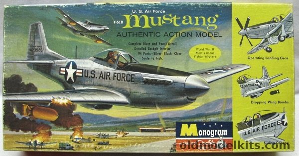 Monogram 1/32 F-51D (P-51D) Mustang  - Action Model, PA77-198 plastic model kit